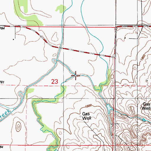 Topographic Map of Wildcat Creek, OK