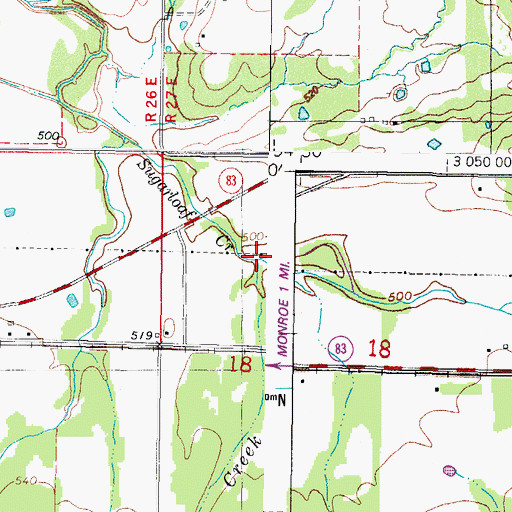 Topographic Map of Wilson Creek, OK
