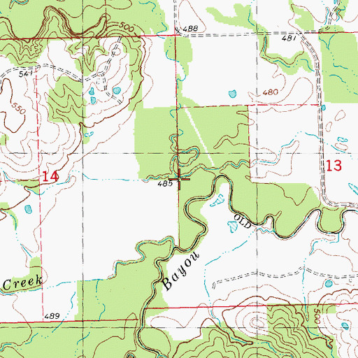 Topographic Map of Wolf Creek, OK