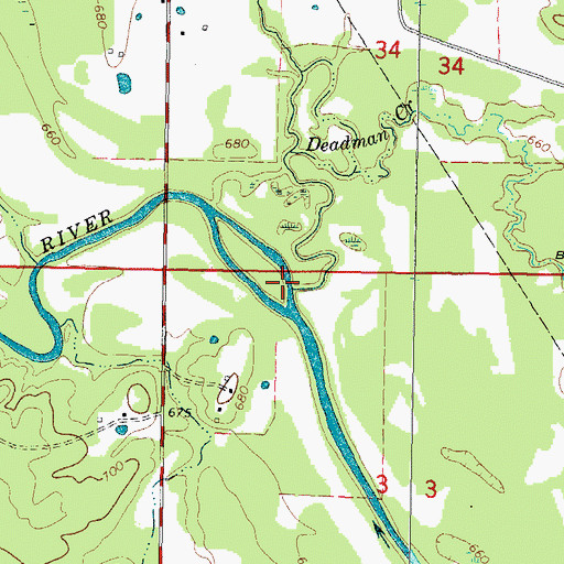 Topographic Map of Woods Creek, OK