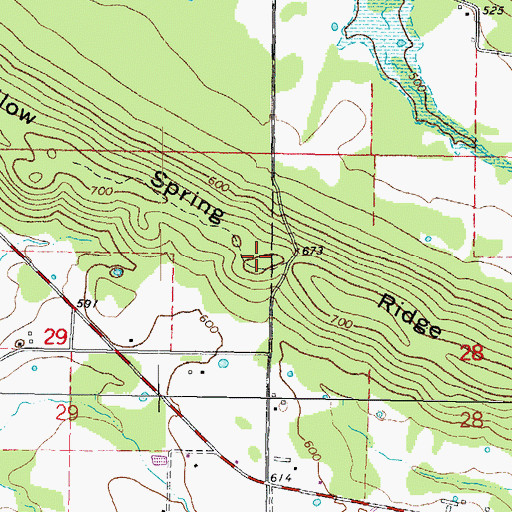 Topographic Map of Yellow Spring Ridge, OK