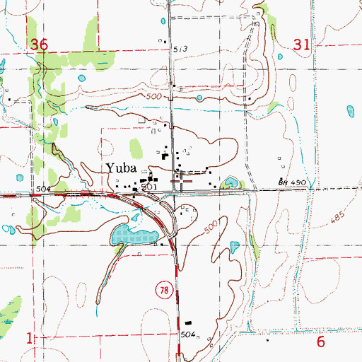 Topographic Map of Yuba, OK