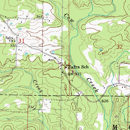 Topographic Map of Zafra School, OK