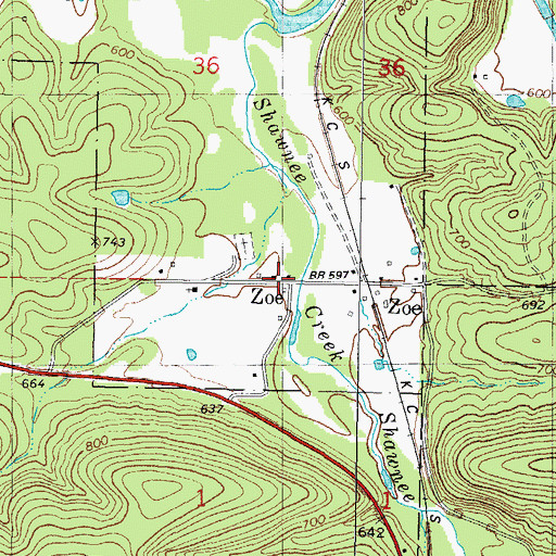 Topographic Map of Zoe, OK
