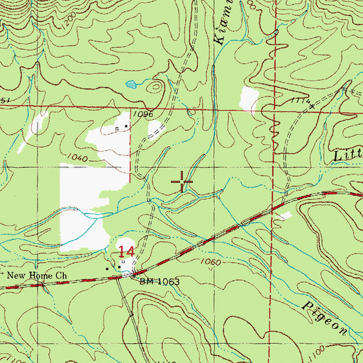 Topographic Map of Little Pigeon Creek, OK