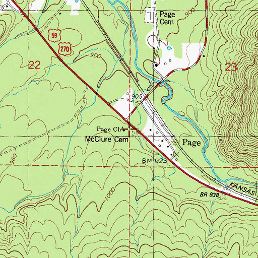 Topographic Map of McClure Cemetery, OK