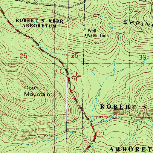 Topographic Map of Kerr Natural Center, OK