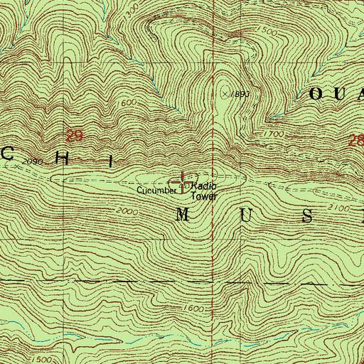 Topographic Map of Kiamichi Mountain AT&T Electronic Site, OK