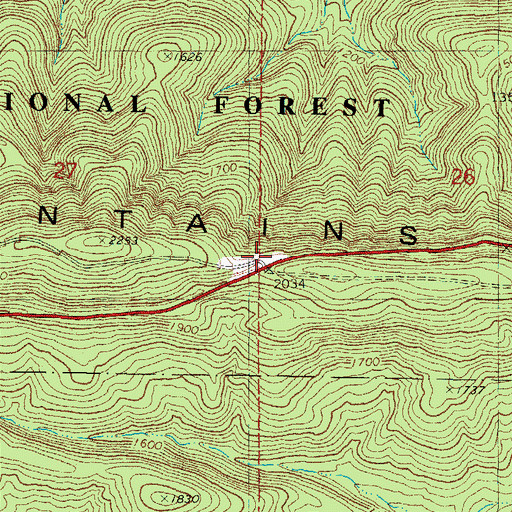 Topographic Map of Three Sticks Monument, OK