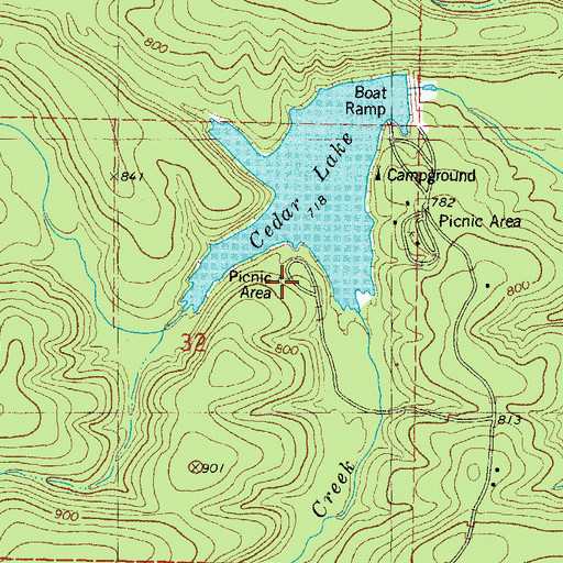 Topographic Map of Cedar Lake South Shore, OK