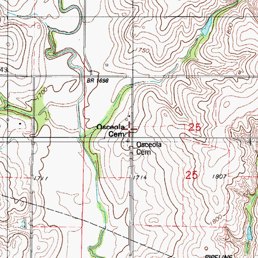 Topographic Map of Osceola (historical), OK
