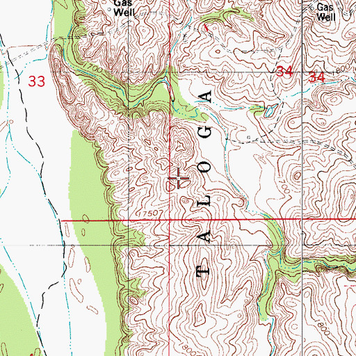 Topographic Map of Dewey County, OK
