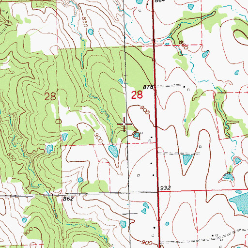 Topographic Map of Hughes County, OK