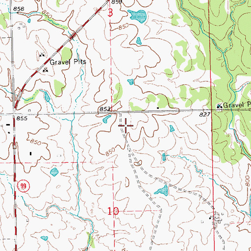 Topographic Map of Johnston County, OK
