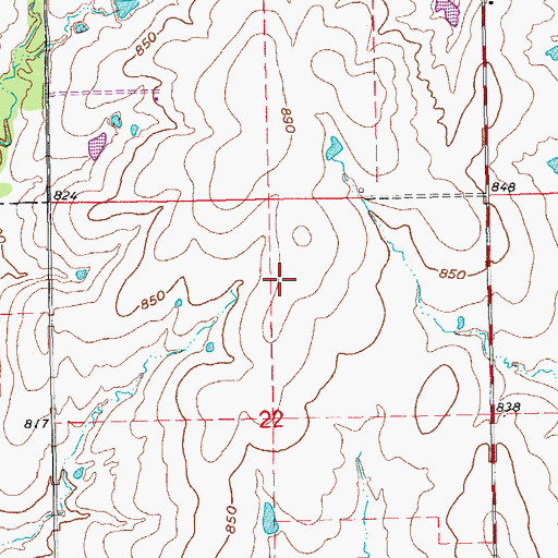 Topographic Map of Marshall County, OK