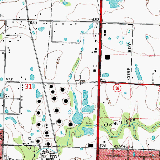 Topographic Map of Okmulgee County, OK
