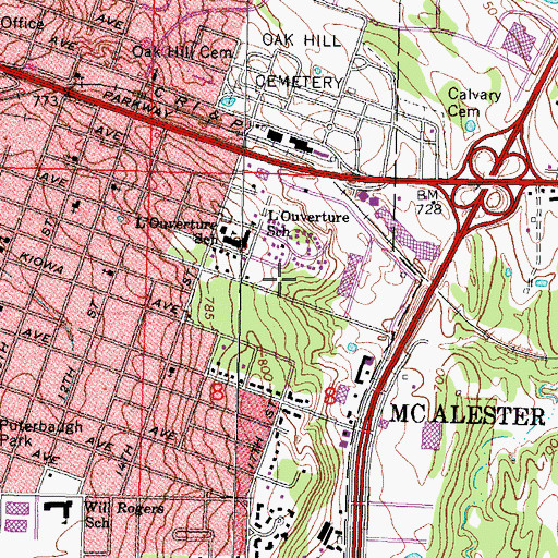 Topographic Map of Pittsburg County, OK