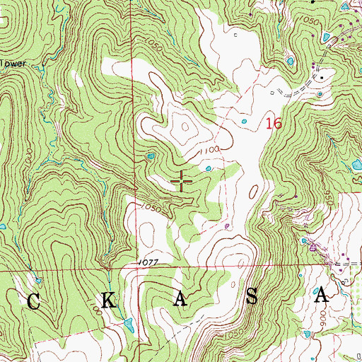 Topographic Map of Pontotoc County, OK