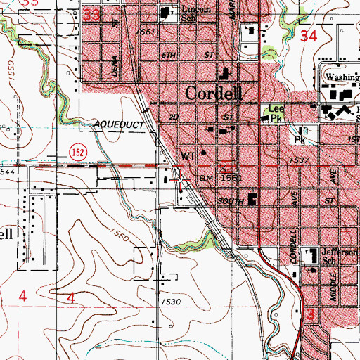 Topographic Map of Washita County, OK