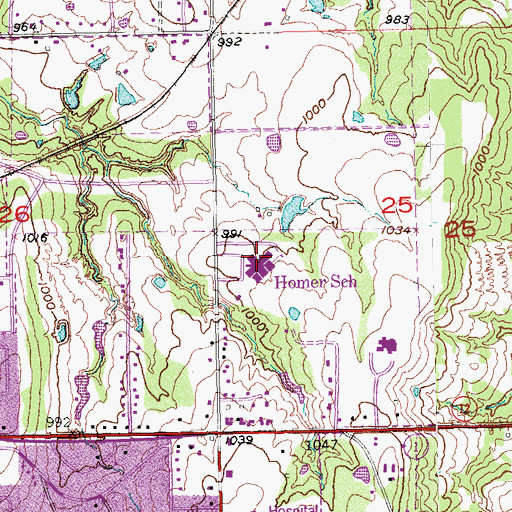 Topographic Map of Homer Elementary School, OK