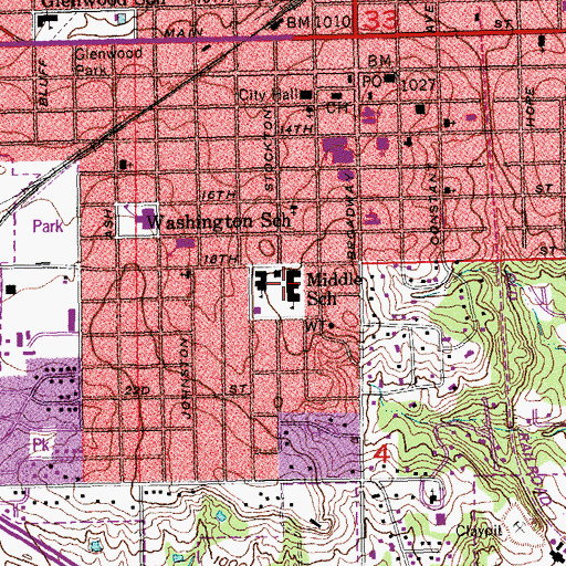 Topographic Map of Ada Junior High School, OK