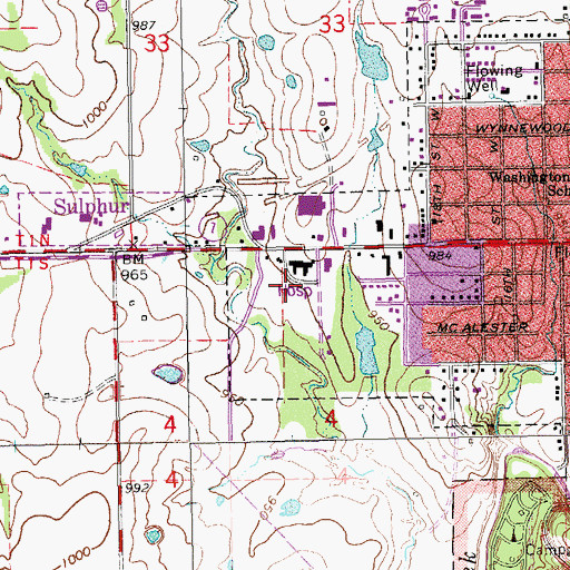 Topographic Map of Arbuckle Memorial Hospital, OK