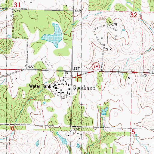 Topographic Map of Goodland, OK
