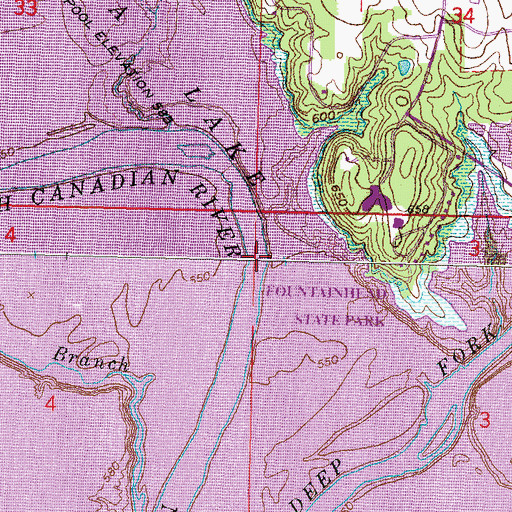 Topographic Map of North Canadian River, OK