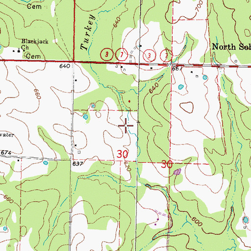 Topographic Map of Turkey Creek, OK