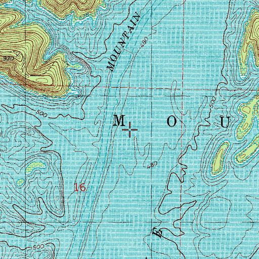 Topographic Map of Broken Bow Lake, OK