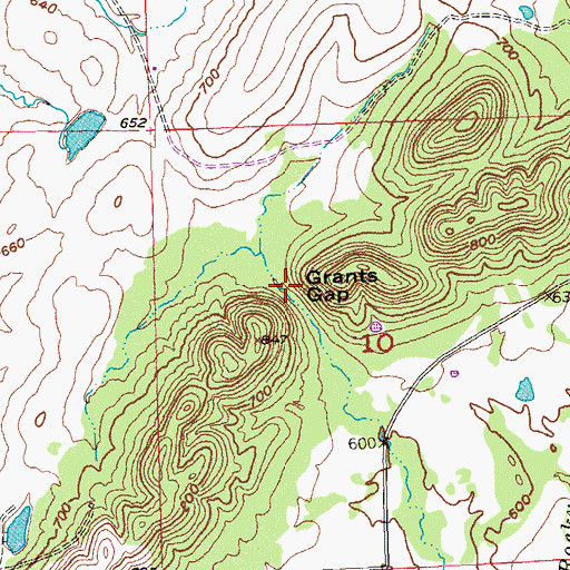 Topographic Map of Grants Gap, OK
