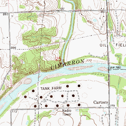 Topographic Map of Salt Creek, OK