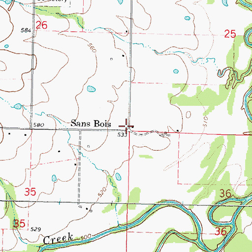 Topographic Map of Sans Bois, OK