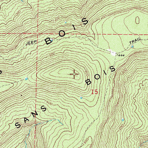 Topographic Map of Sans Bois Mountain, OK