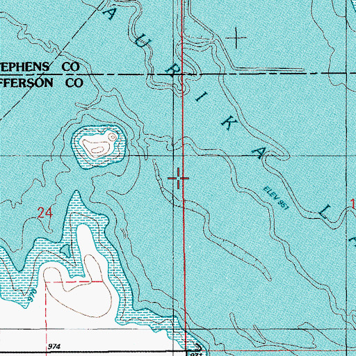 Topographic Map of Waurika Lake, OK