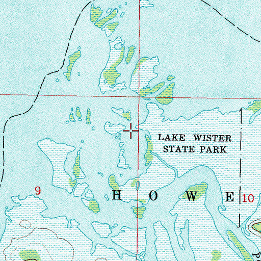 Topographic Map of Wister Lake, OK