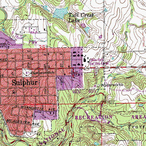 Topographic Map of Bear Falls, OK