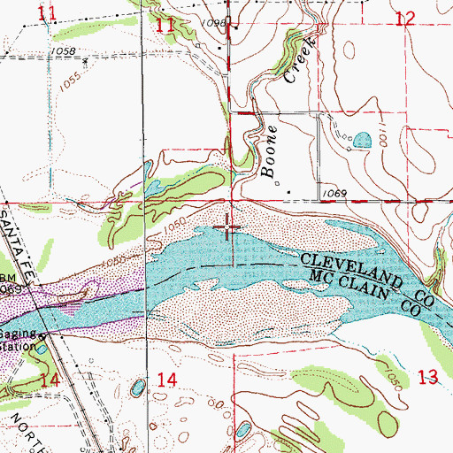 Topographic Map of Boone Creek, OK