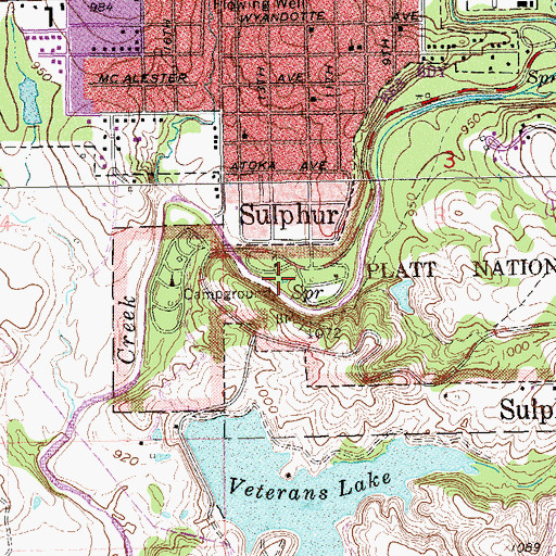 Topographic Map of Bromide Spring, OK