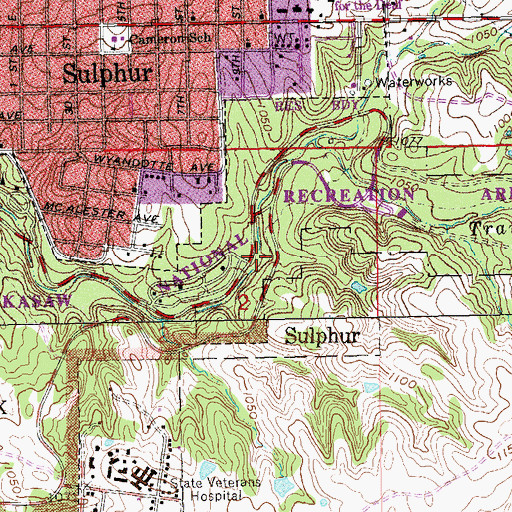 Topographic Map of Garfield Falls, OK