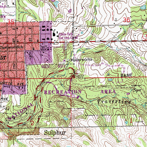 Topographic Map of Grand Rapids, OK