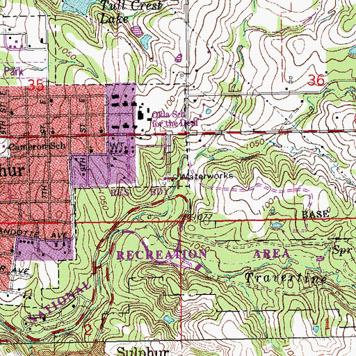 Topographic Map of Little Niagara Falls, OK