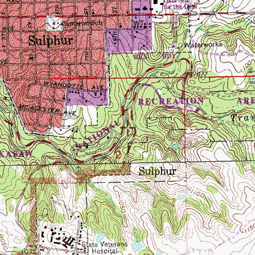 Topographic Map of Lost Falls, OK