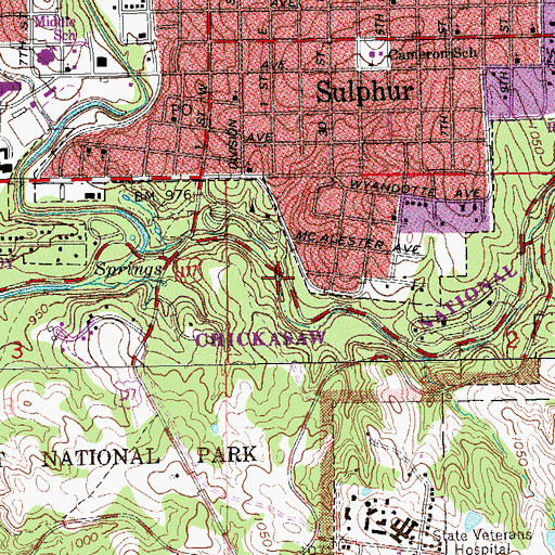 Topographic Map of Panther Falls, OK