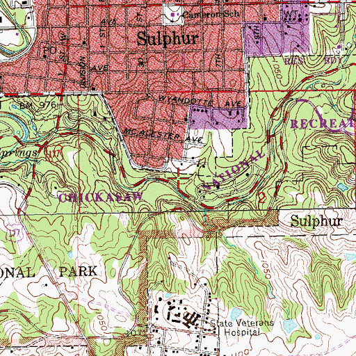 Topographic Map of Pebble Falls, OK