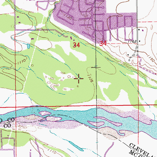 Topographic Map of Boggy Creek, OK