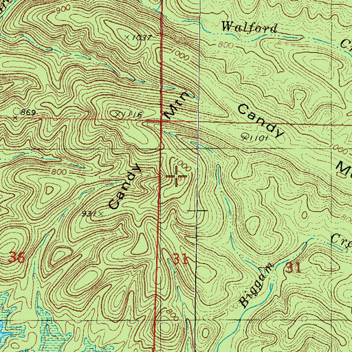 Topographic Map of Candy Mountain, OK