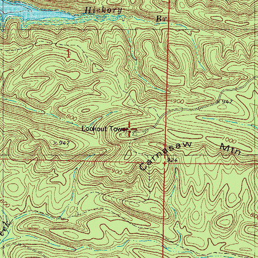 Topographic Map of Carnasaw Mountain, OK