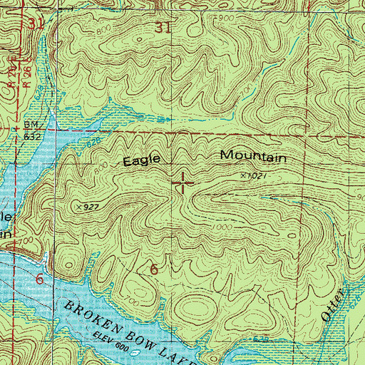 Topographic Map of Eagle Mountain, OK