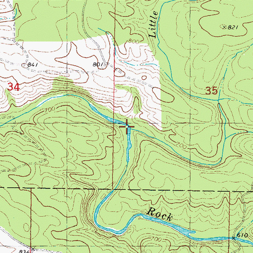 Topographic Map of Little Rock Creek, OK